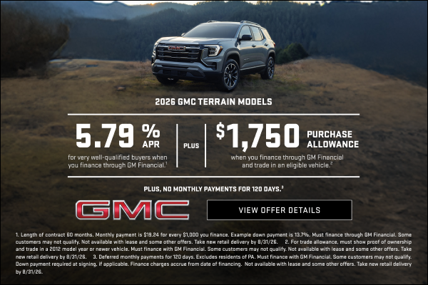 5.79% APR for very well-qualified buyers when you finance through GM Financial.1

Plus, $1,750 PU...